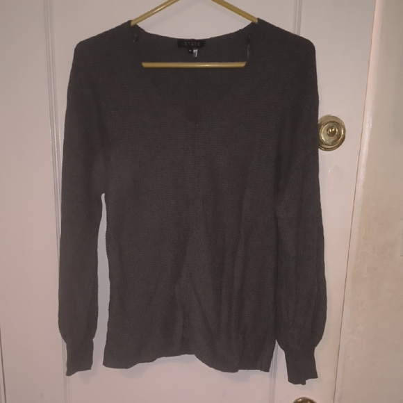 1. State Sweaters - 1. State | Charcoal V-Neck Sweater